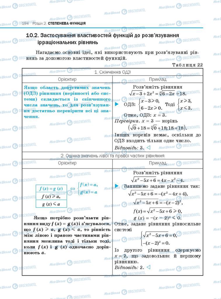 Підручники Алгебра 10 клас сторінка  194