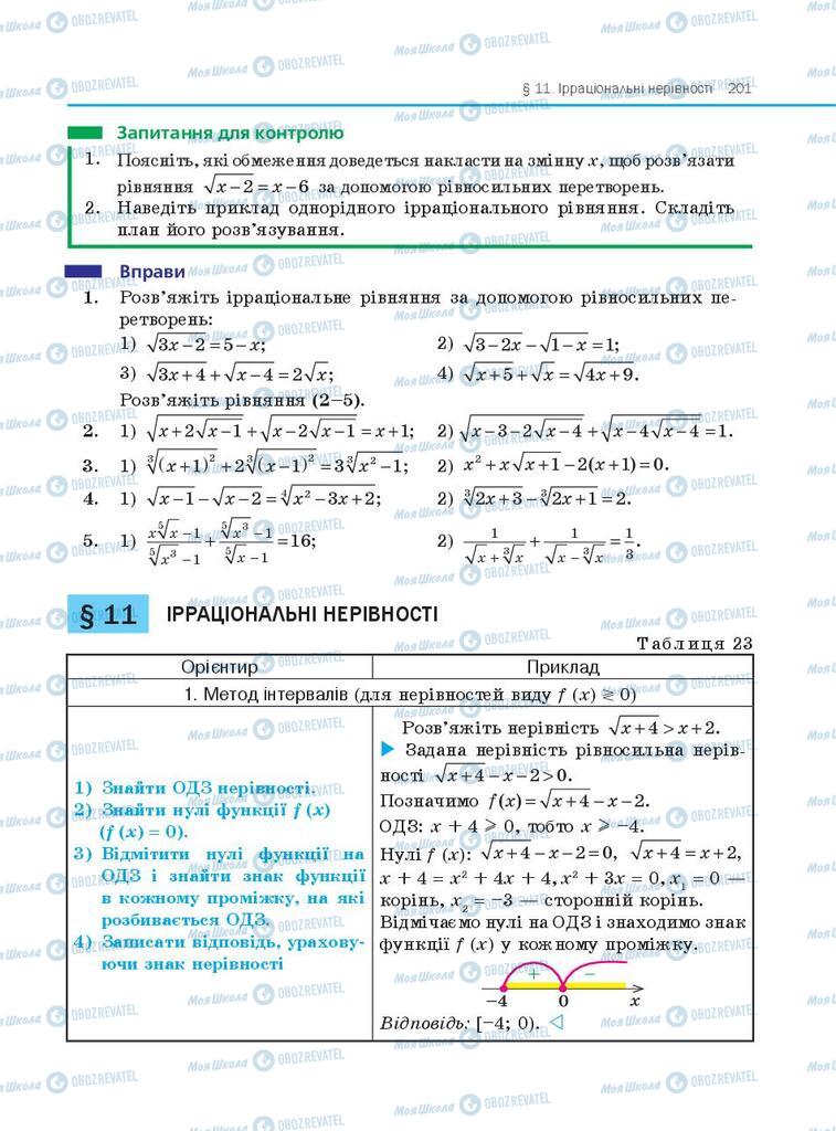 Підручники Алгебра 10 клас сторінка  201