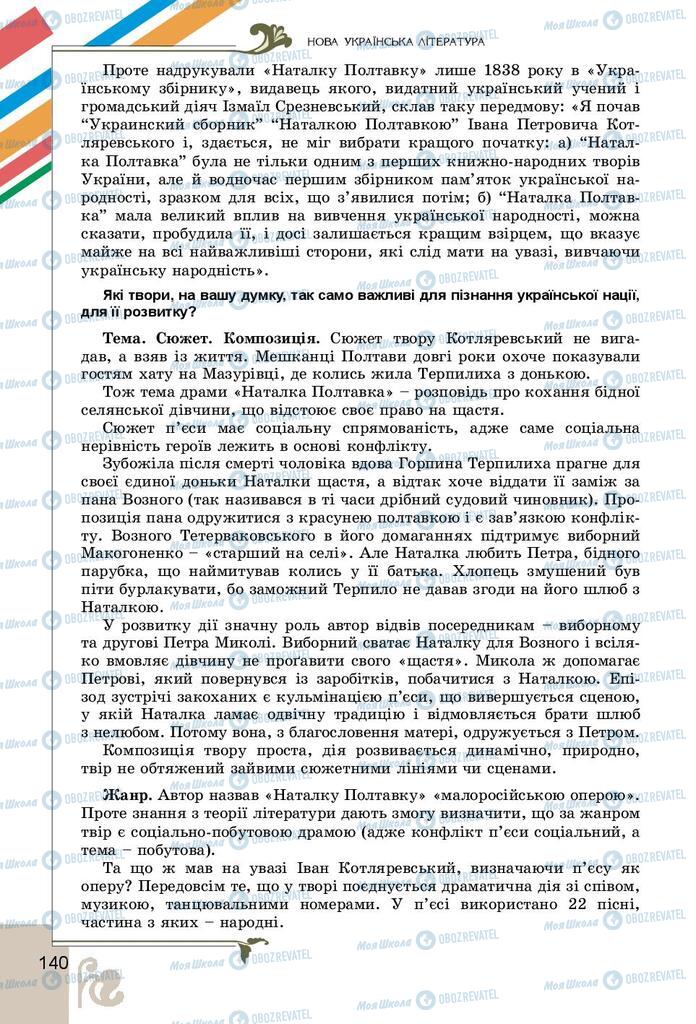 Підручники Українська література 9 клас сторінка 140