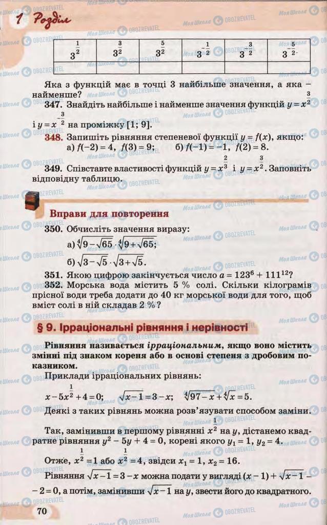 Підручники Математика 10 клас сторінка  70