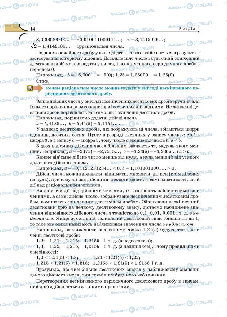 Підручники Математика 10 клас сторінка  14