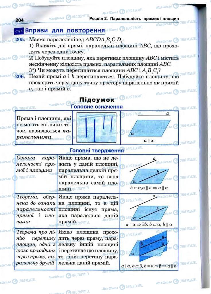 Підручники Математика 10 клас сторінка 204