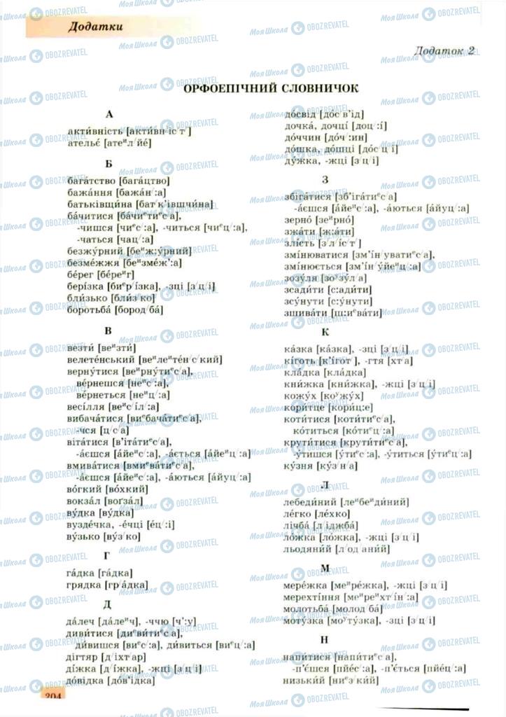 Учебники Укр мова 10 класс страница 204