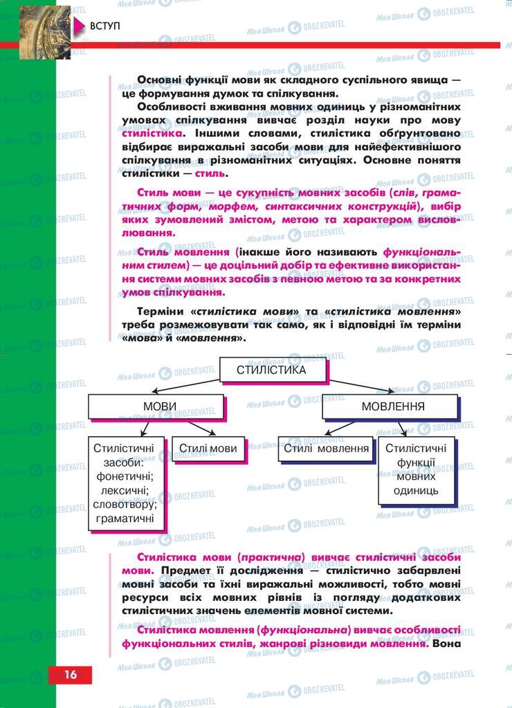 Учебники Укр мова 10 класс страница 16