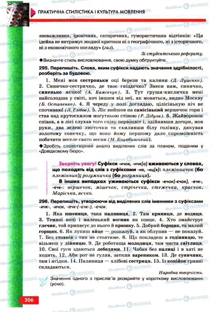 Учебники Укр мова 10 класс страница 206