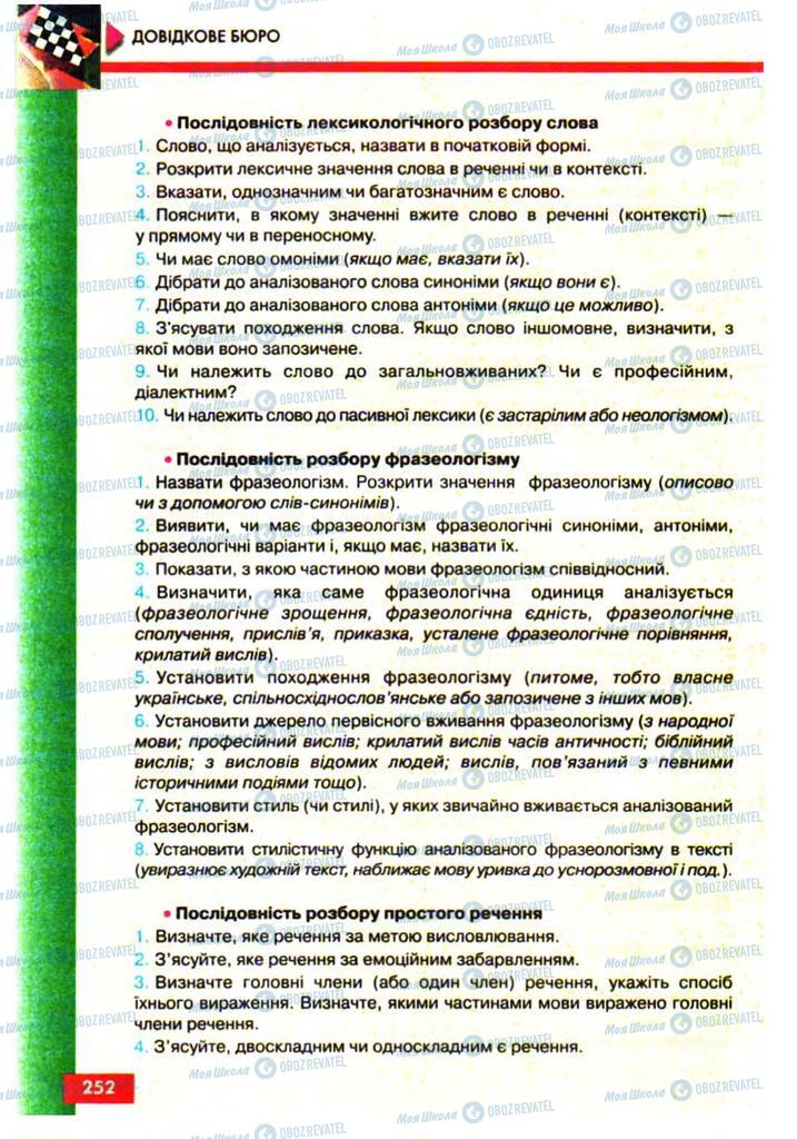 Учебники Укр мова 10 класс страница 252