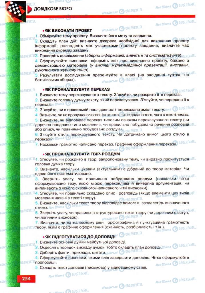 Підручники Українська мова 10 клас сторінка 254