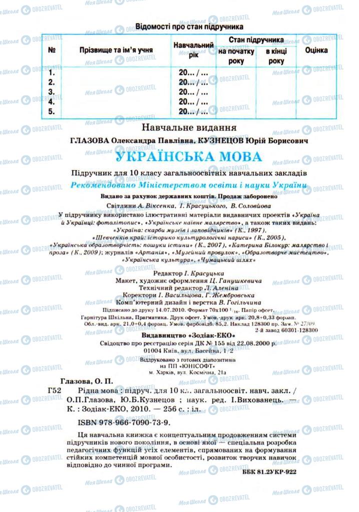 Підручники Українська мова 10 клас сторінка 256