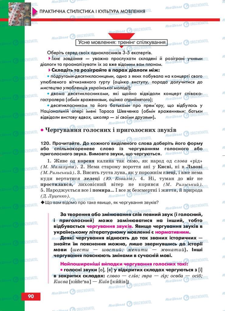 Учебники Укр мова 10 класс страница 90