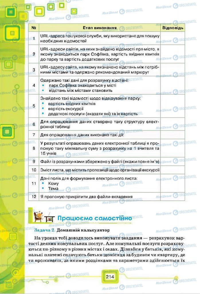 Підручники Інформатика 7 клас сторінка  214