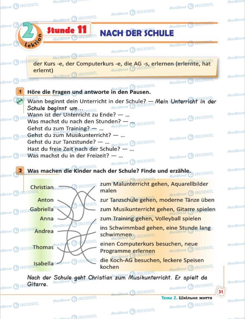 Підручники Німецька мова 7 клас сторінка  31