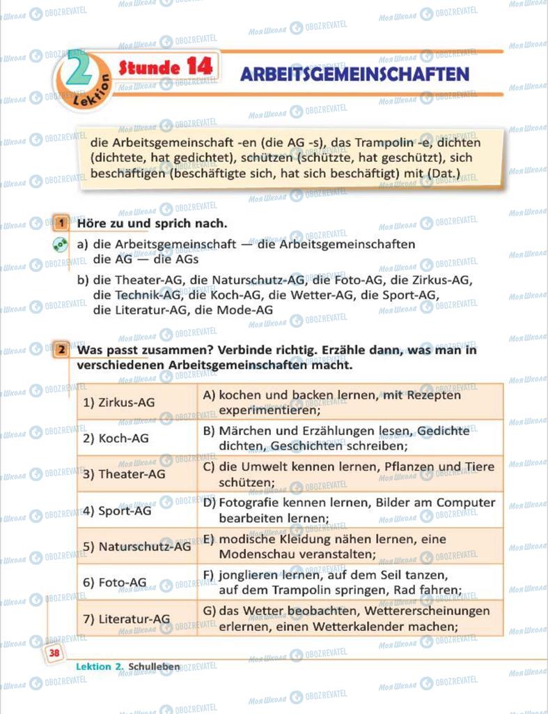 Підручники Німецька мова 7 клас сторінка  38