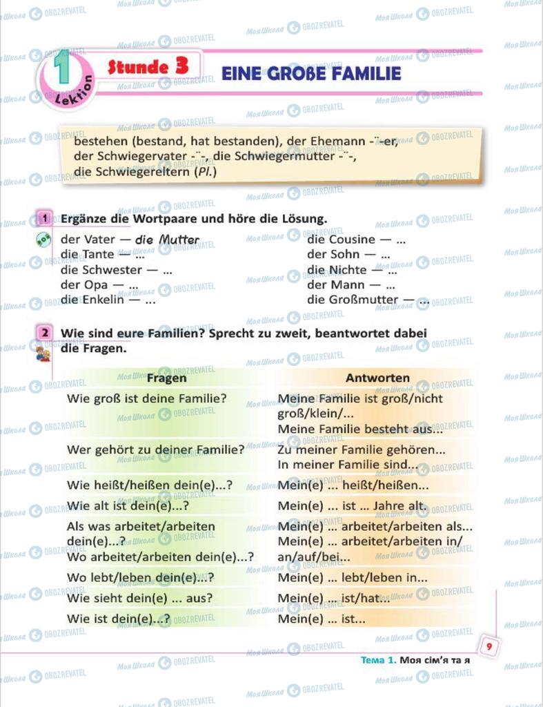Підручники Німецька мова 7 клас сторінка  9