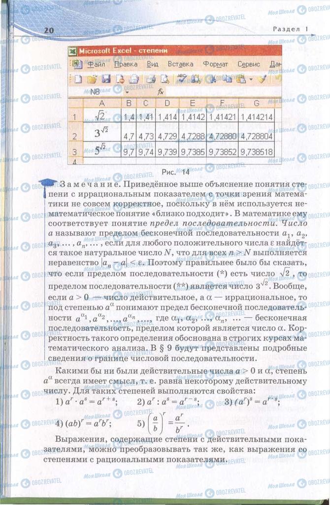 Підручники Алгебра 11 клас сторінка 20