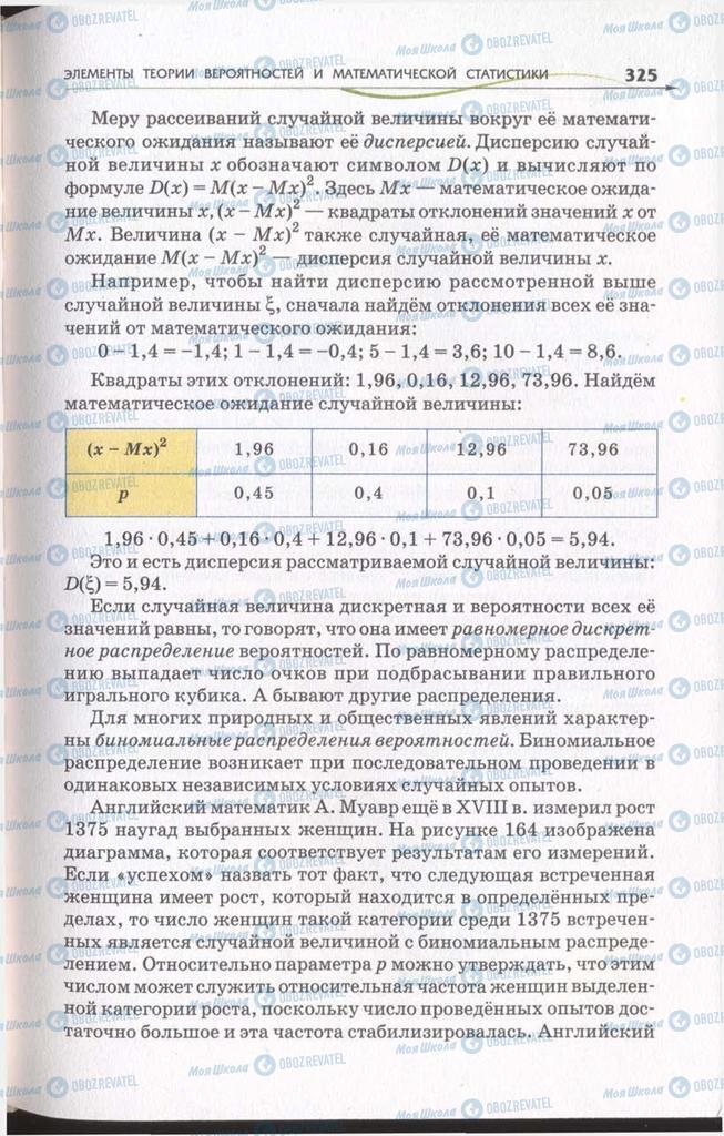 Підручники Алгебра 11 клас сторінка 325