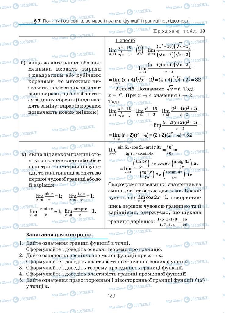 Підручники Алгебра 11 клас сторінка 129