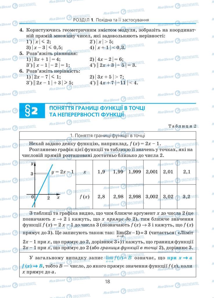 Підручники Алгебра 11 клас сторінка 18