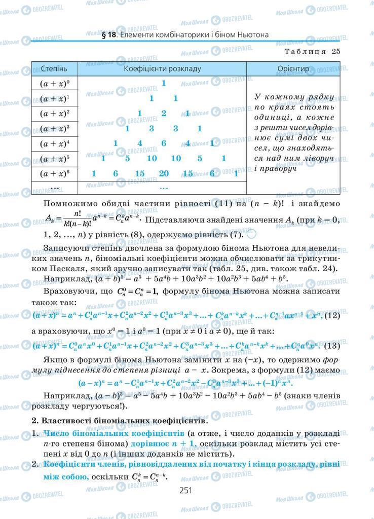 Підручники Алгебра 11 клас сторінка 251