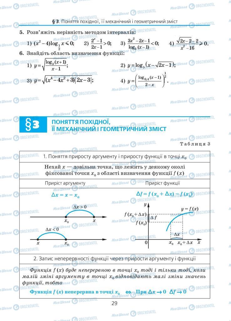 Підручники Алгебра 11 клас сторінка 29