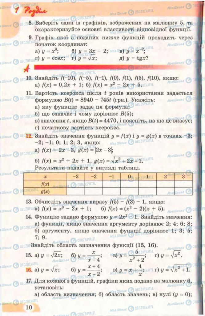 Підручники Математика 11 клас сторінка 10
