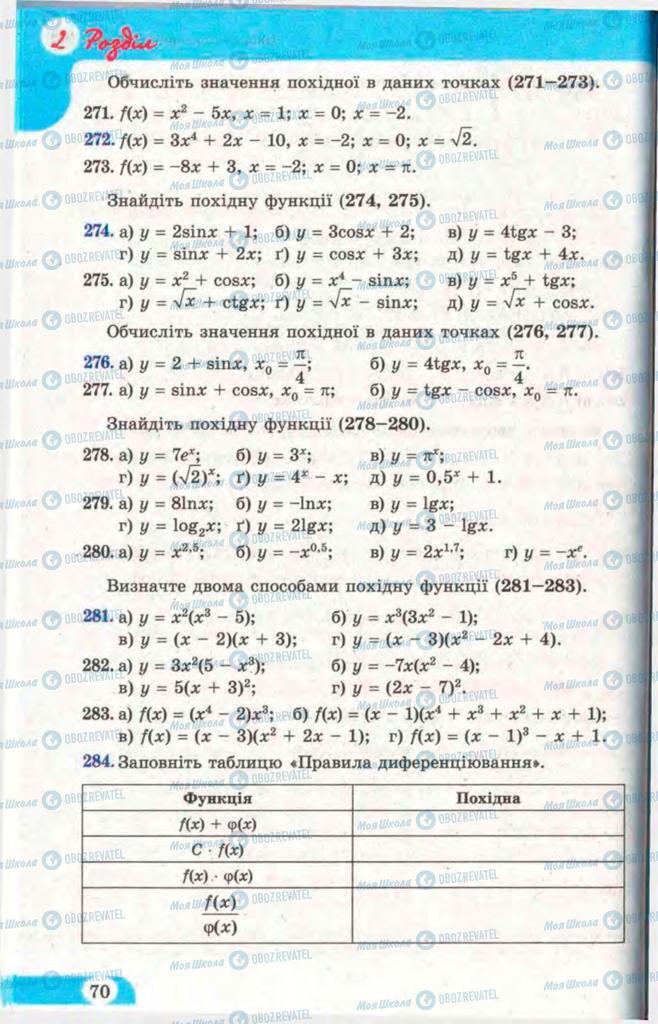 Підручники Математика 11 клас сторінка 70