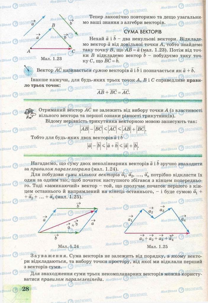 Підручники Геометрія 11 клас сторінка 28
