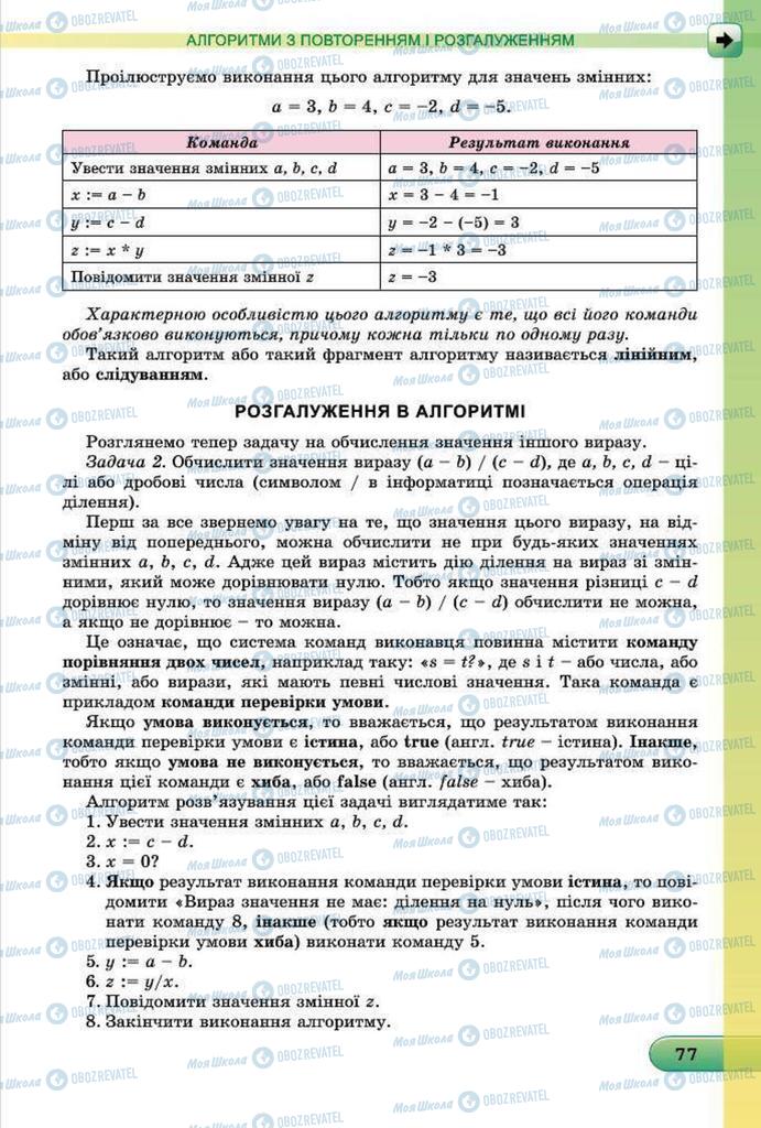 Підручники Інформатика 7 клас сторінка  77