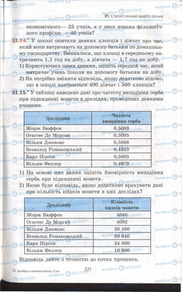 Підручники Алгебра 11 клас сторінка 321