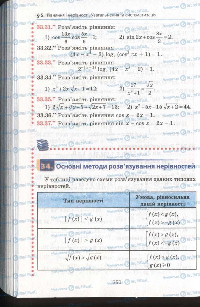 Підручники Алгебра 11 клас сторінка  350