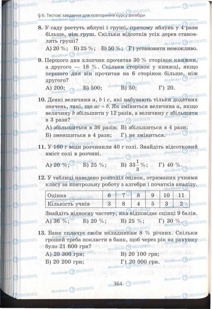 Підручники Алгебра 11 клас сторінка 364