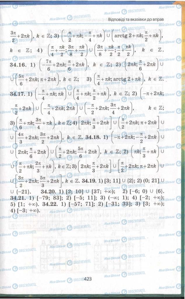 Підручники Алгебра 11 клас сторінка 423