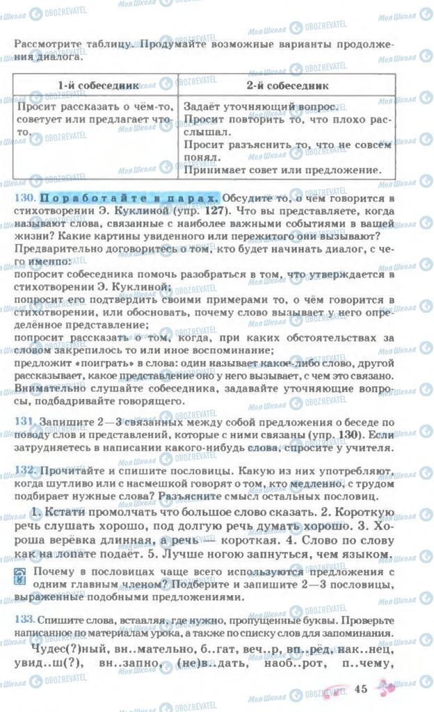 Підручники Російська мова 7 клас сторінка 45