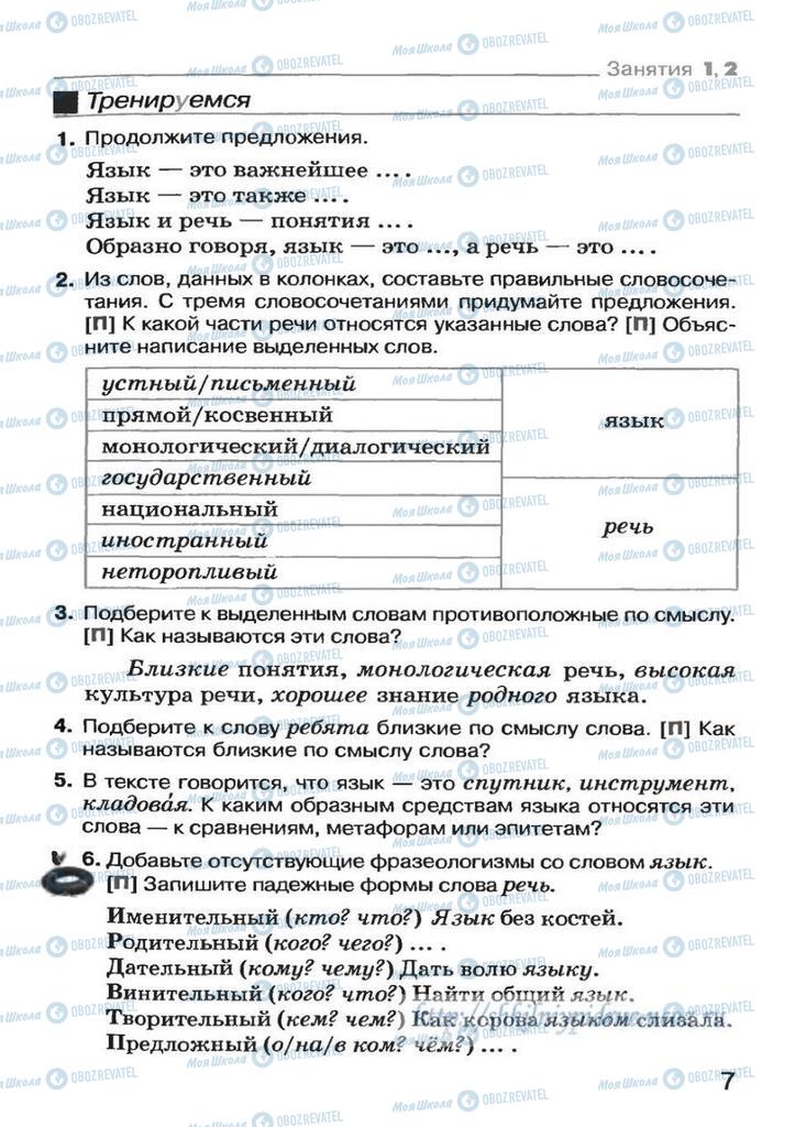 Підручники Російська мова 7 клас сторінка  7