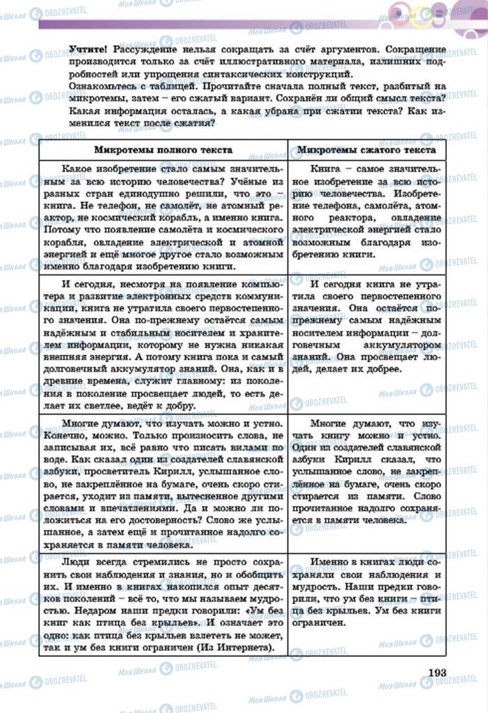 Підручники Російська мова 7 клас сторінка  193