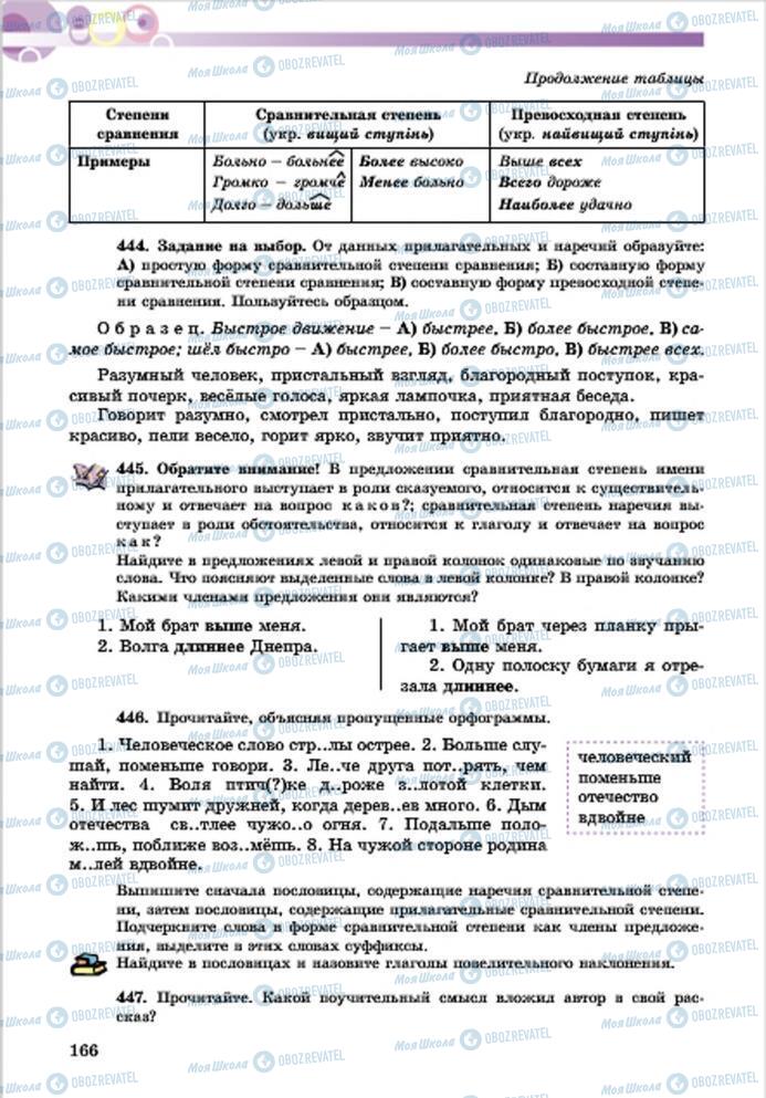 Підручники Російська мова 7 клас сторінка 166