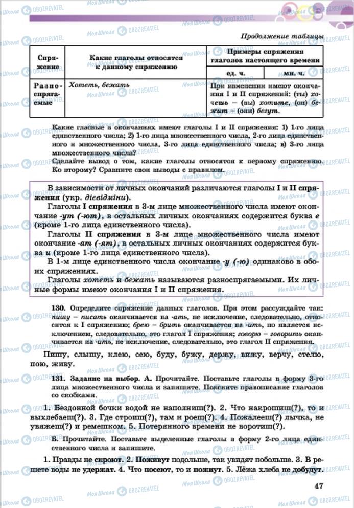 Підручники Російська мова 7 клас сторінка 47