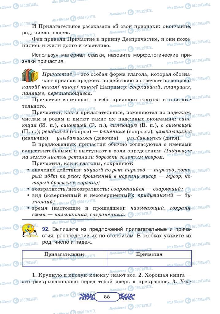 Підручники Російська мова 7 клас сторінка  55
