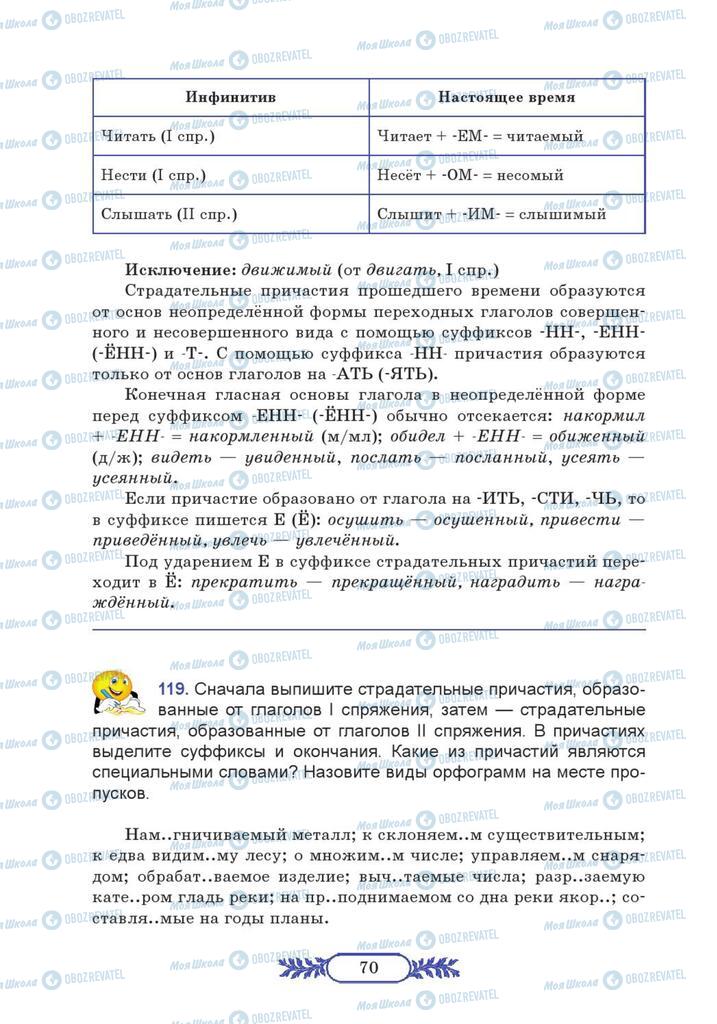 Підручники Російська мова 7 клас сторінка  70