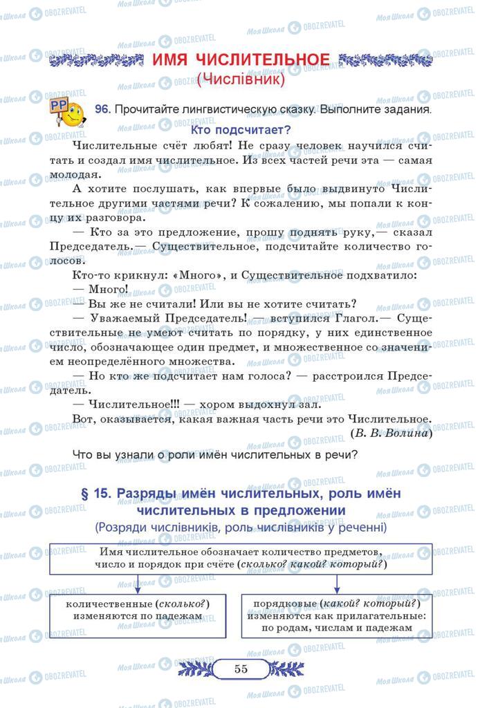 Підручники Російська мова 7 клас сторінка  55