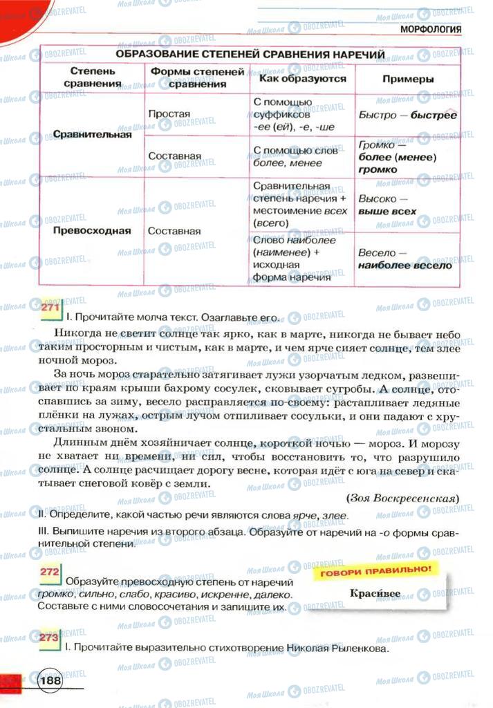 Підручники Російська мова 7 клас сторінка 188