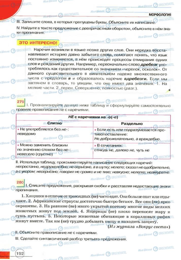 Учебники Русский язык 7 класс страница 192