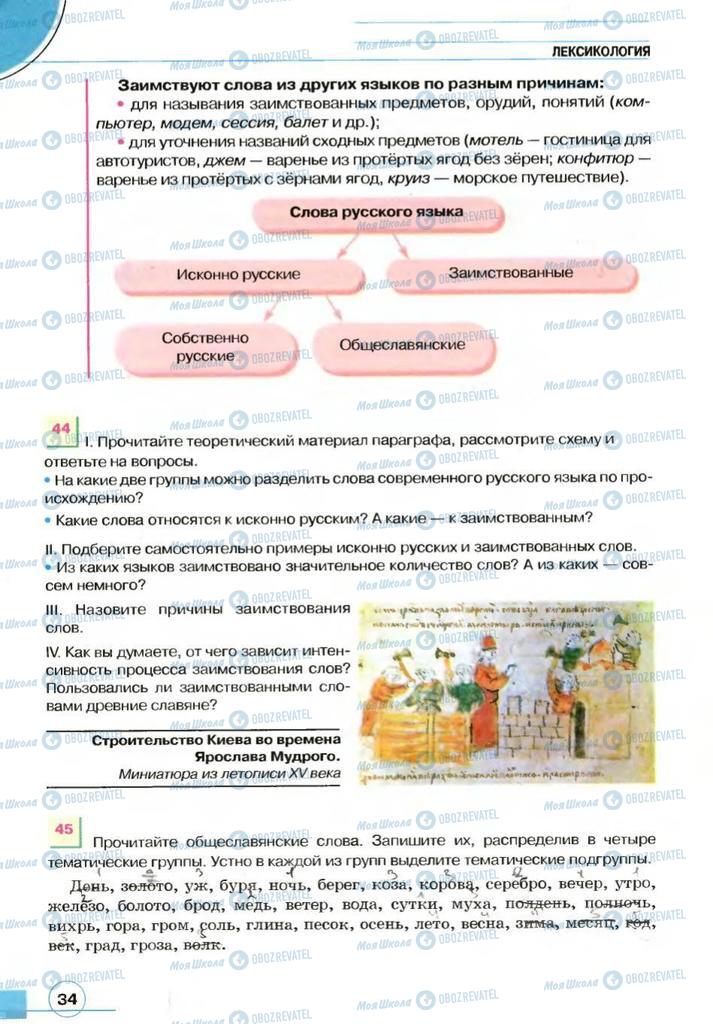 Підручники Російська мова 7 клас сторінка 34