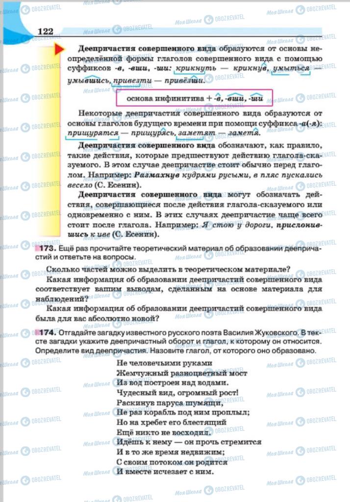 Підручники Російська мова 7 клас сторінка 122