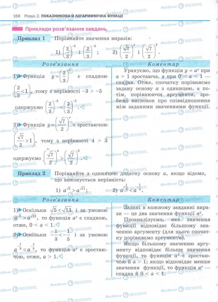 Підручники Алгебра 11 клас сторінка 168
