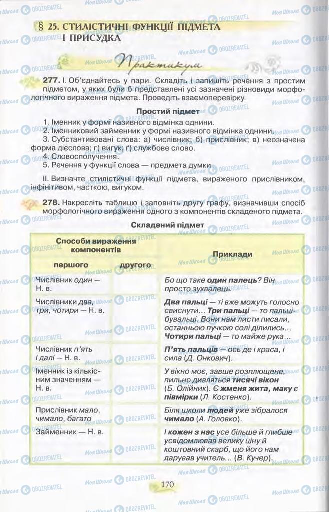 Підручники Українська мова 11 клас сторінка 170