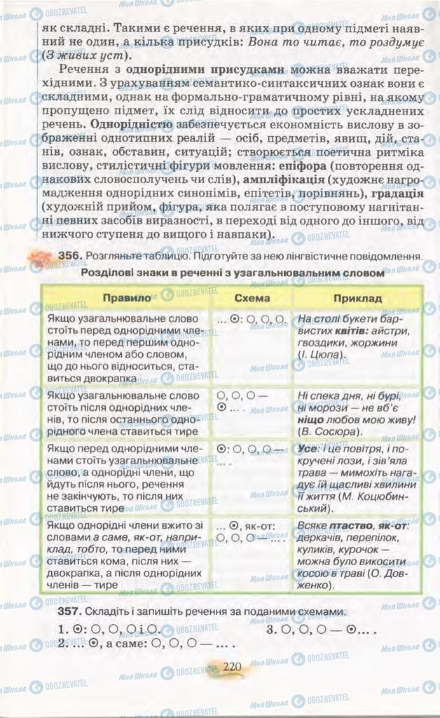 Підручники Українська мова 11 клас сторінка 220