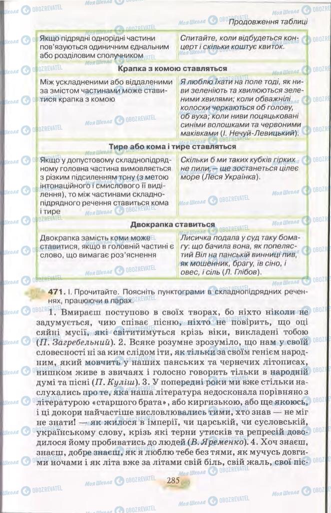 Підручники Українська мова 11 клас сторінка 285