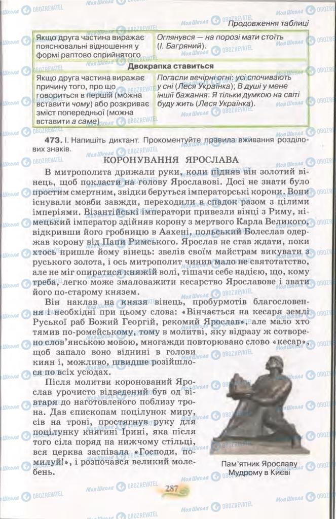 Підручники Українська мова 11 клас сторінка 287