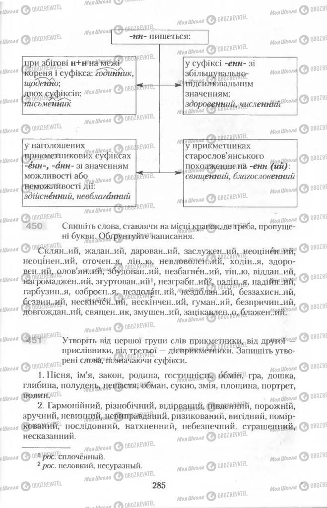 Підручники Українська мова 11 клас сторінка  285