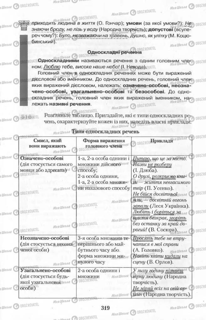 Підручники Українська мова 11 клас сторінка  319